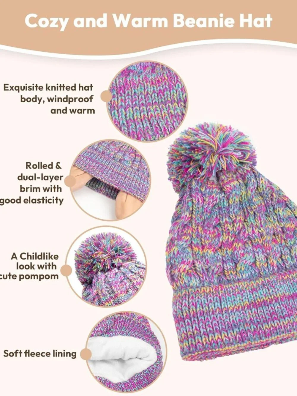 Kids Winter Hat Gloves Scarf Set, Toddler Children Girls Boys Beanie Hat Knitted